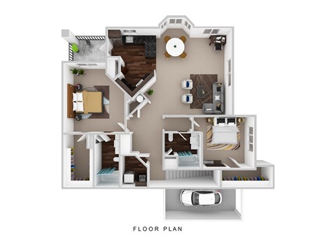 Floor plan for 2 beds, 2 baths, 1394 sqft